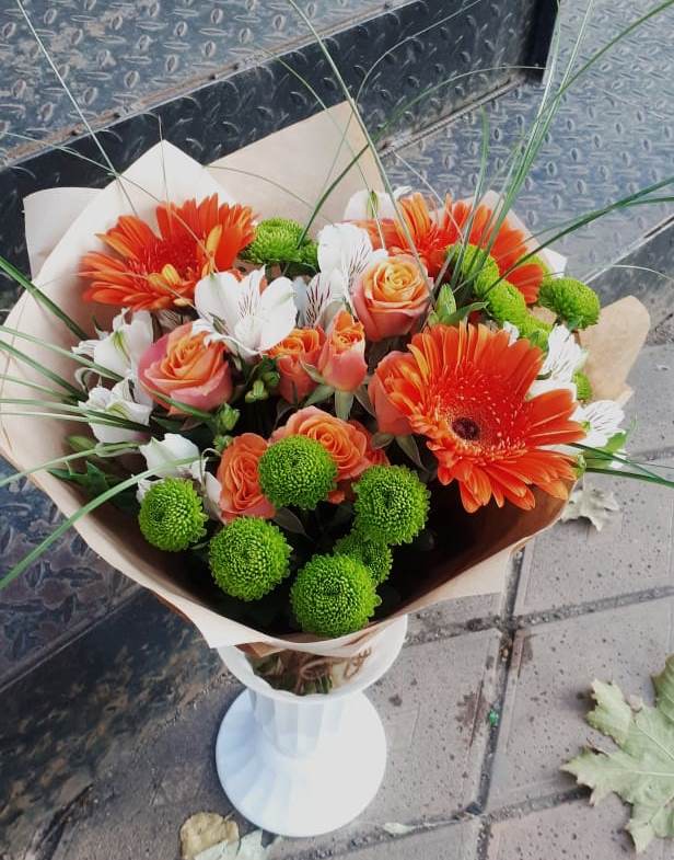 Букет цветов из: Герберы, Хризантемы, Альстромерии и Розы в Аргуне