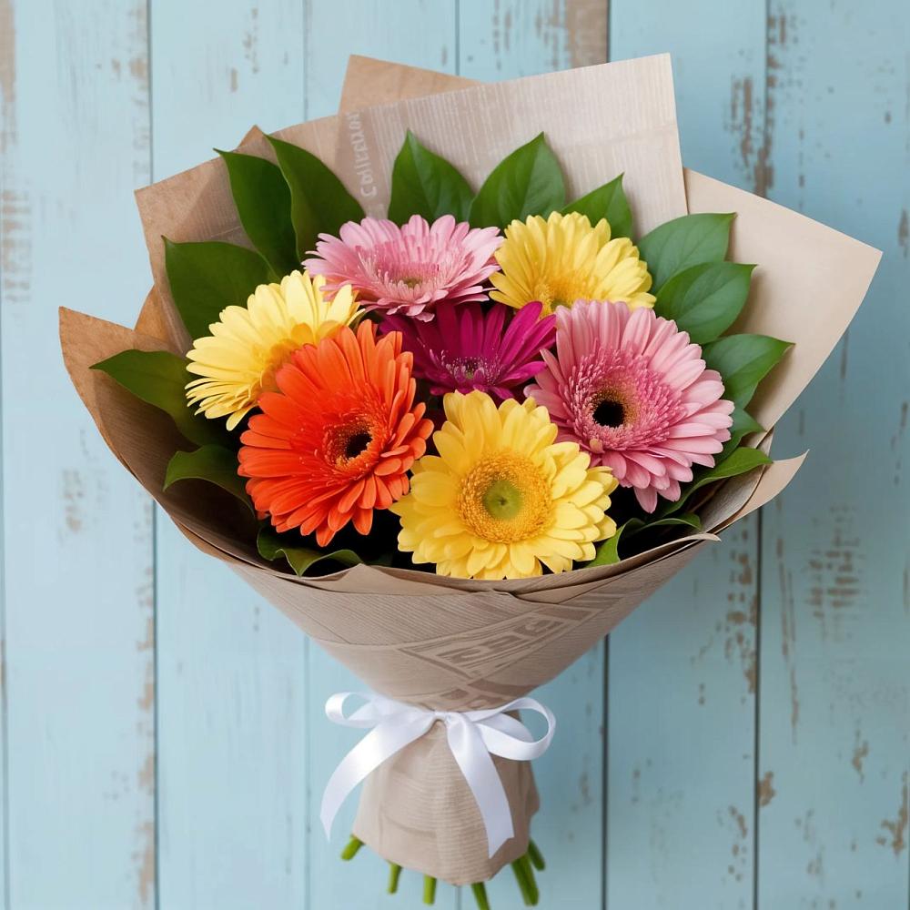 Букет яркий день в Аргуне Букет цветов из: Герберы в Аргуне