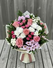 Букет цветов из:  Альстромерии, Гвоздики, Розы и Хризантемы #REPLACE_PRED# Аргуне